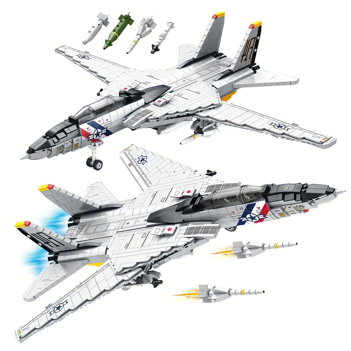 F-14 Jet Fighter Plane Tomcat Military Building Set for Adult, 1:34 Army Model Jet Fighter Plane 1600 Pcs