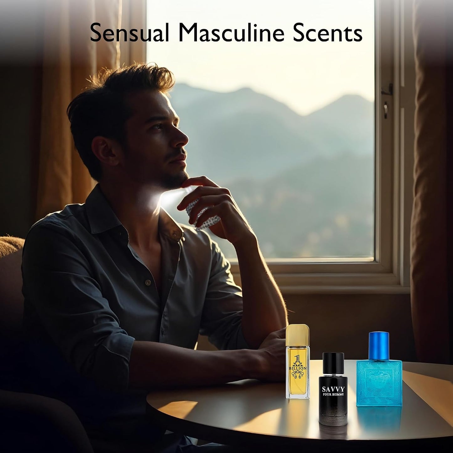 Hot Signature Scent 4-Piece Mini Fragrance Set for Men Includes Savvy/1 Billion/Verse/Valentine Collection of Woody, Spicy, Citrus & Aromatic Fragrance Non-Irritating Ingredient Each One in 30ml Bottle