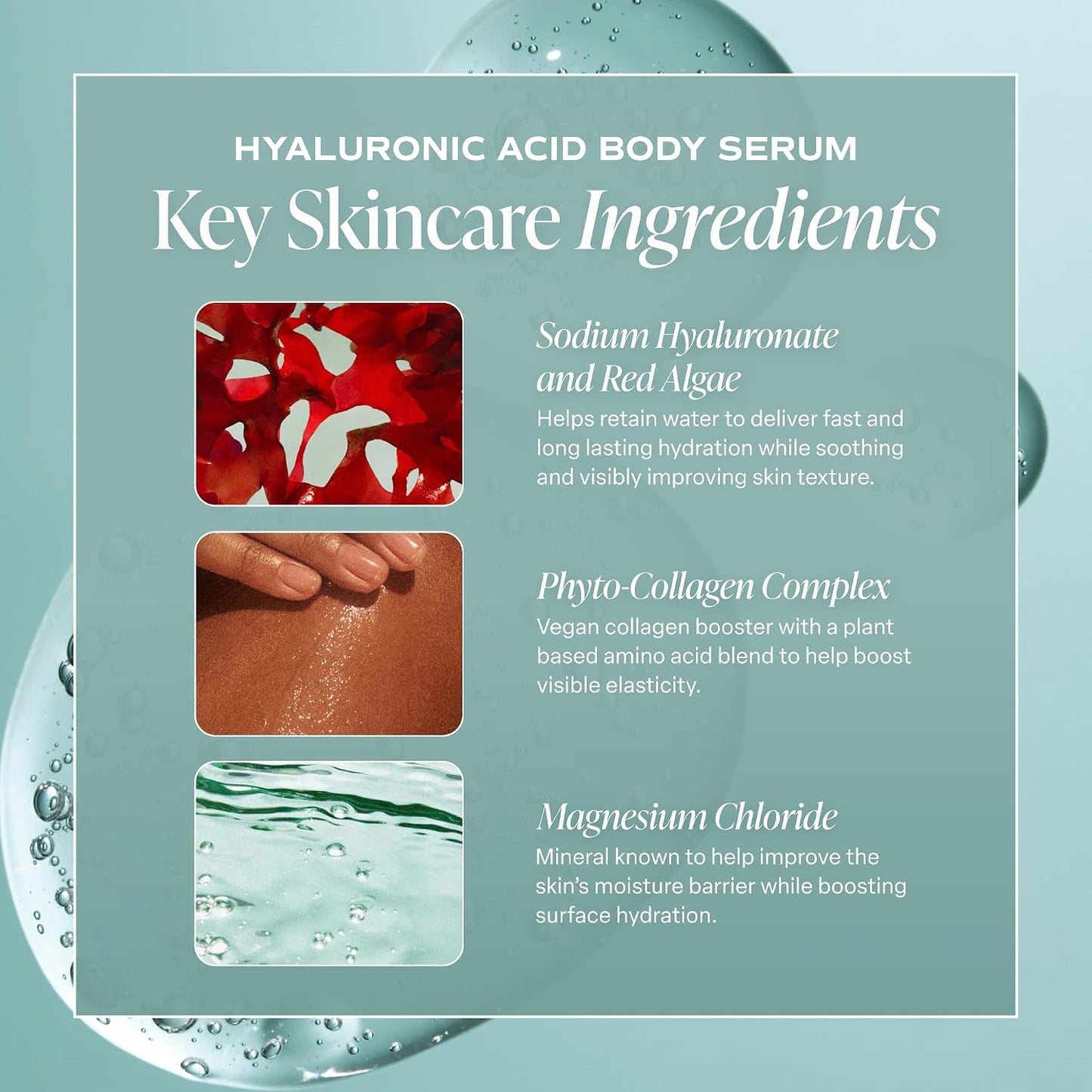 HotSaltair Hyaluronic Acid Body Serum – Hydrating Body Lotion for Smoother Looking Skin – Sheer Gel Moisturizer with Sodium Hyaluronate & Red Algae – Fragrance-Free HA Hydrator – 13oz Pump Bottle