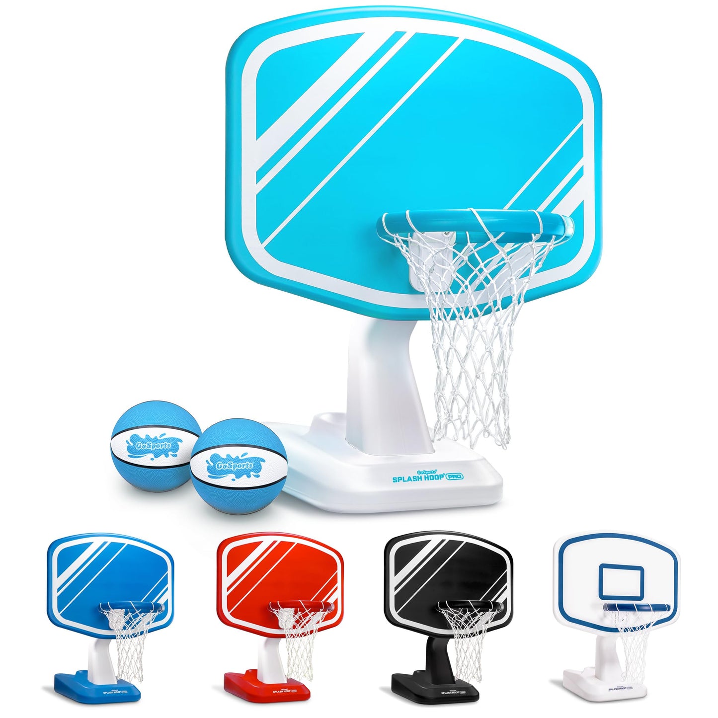 HotGoSports Splash Hoop PRO Pool Basketball Game – Modern Poolside Basketball Hoop with Backboard, Ball & Pump – Swimming Pool Basketball Hoop for Inground & Above Ground Pools