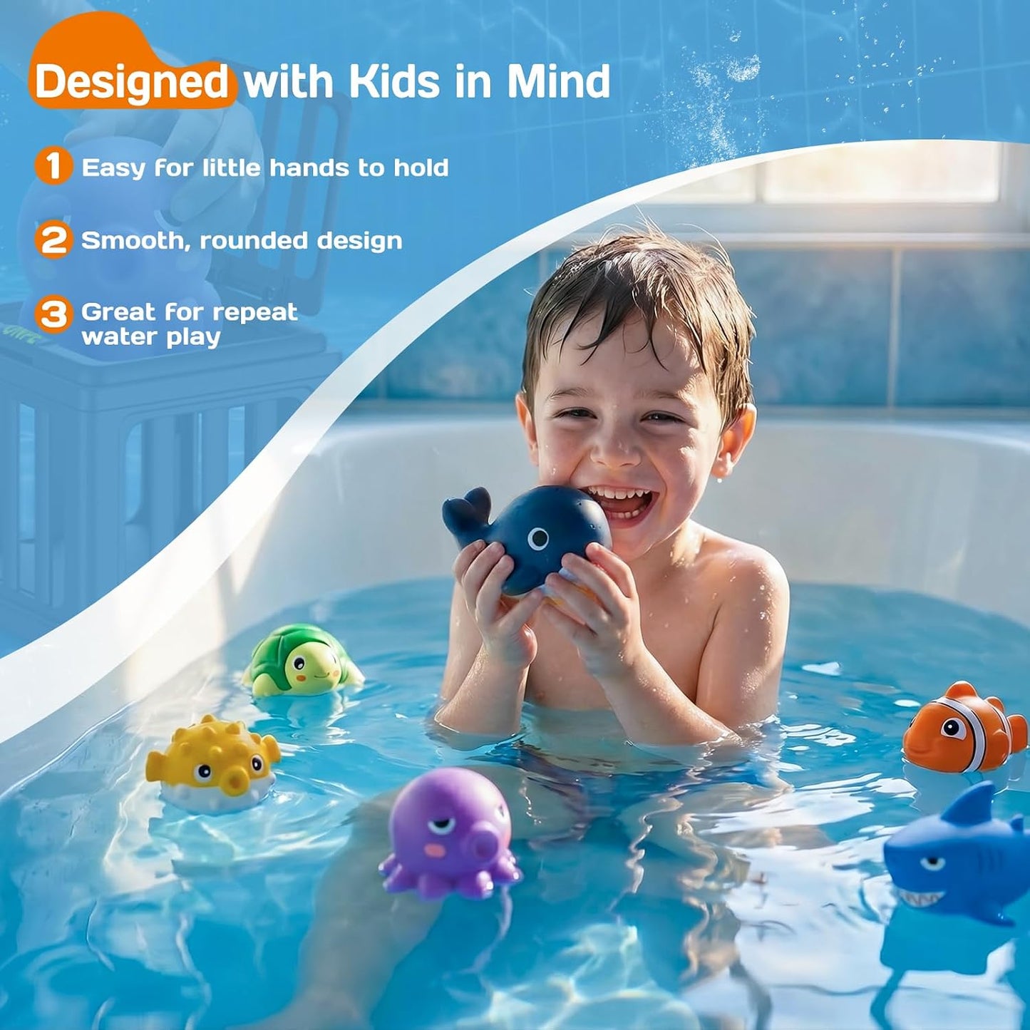 HotTikduck Pool Diving Toys for Kids, Underwater Swim Game Set with 6 Floating Sea Animals & 6 Dive Cages, Summer Water Toys for Pool, Bath & Beach Play, Birthday Gift for Boys Girls Ages 3-12