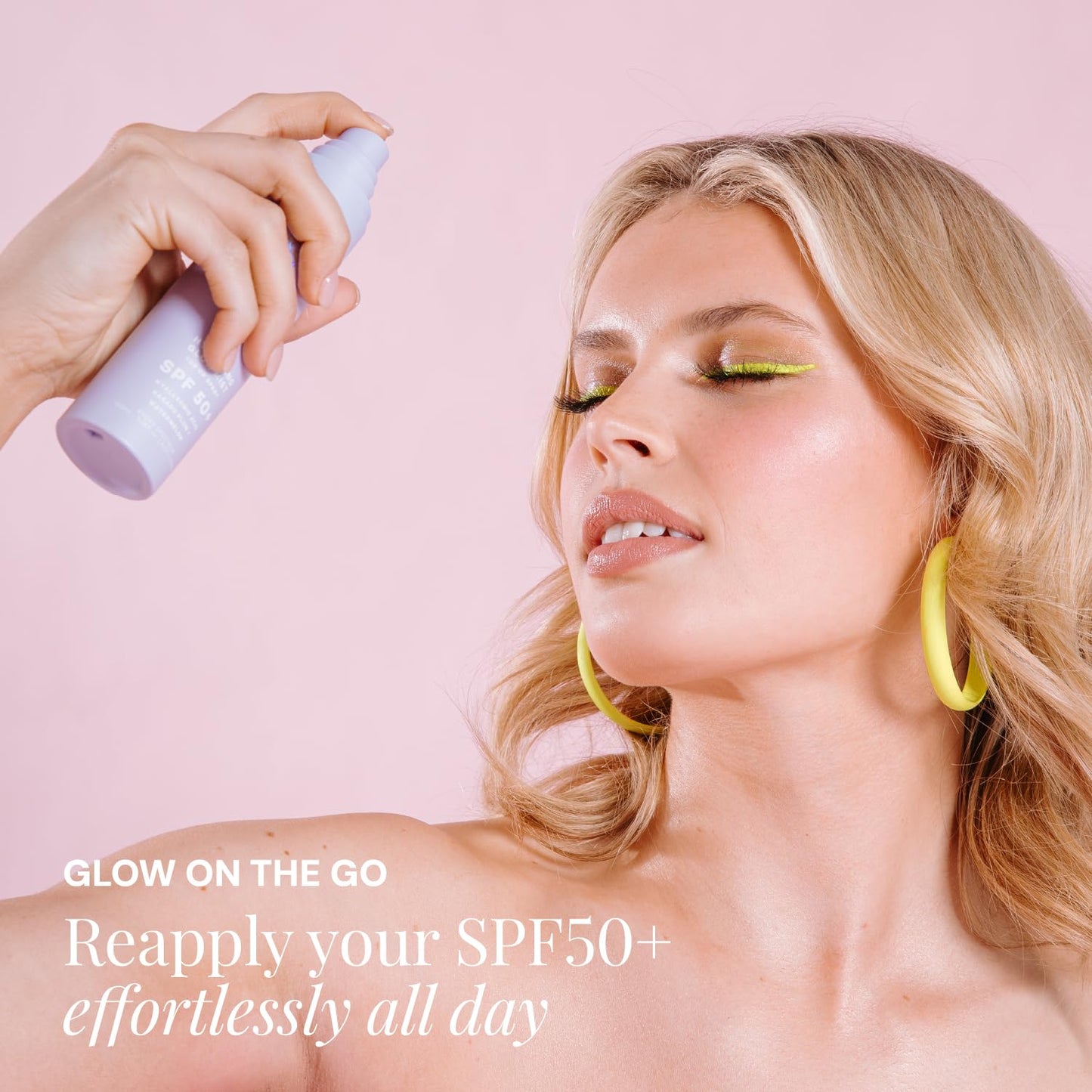 HotNaked Sundays SPF 50 Hydrating Glow Sunscreen Mist for Face, SPF Setting Spray with Hyaluronic Acid, Makeup Setting Spray, Lightweight, Non-Greasy Hydration, 75ml