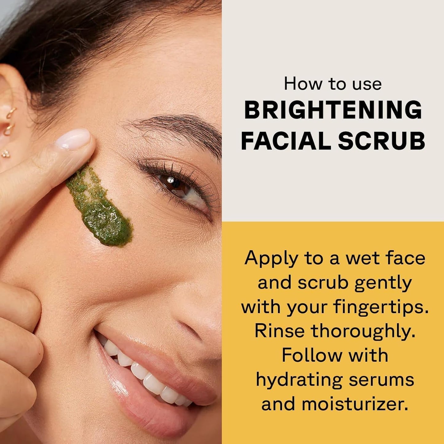 HotAcure Brightening Facial Scrub - Exfoliating Face Wash, Gentle Daily Scrubber & Exfoliator for Women & Men for Radiant Skin, Cleansing Wash with Sea Kelp & French Green Clay - 4 fl oz