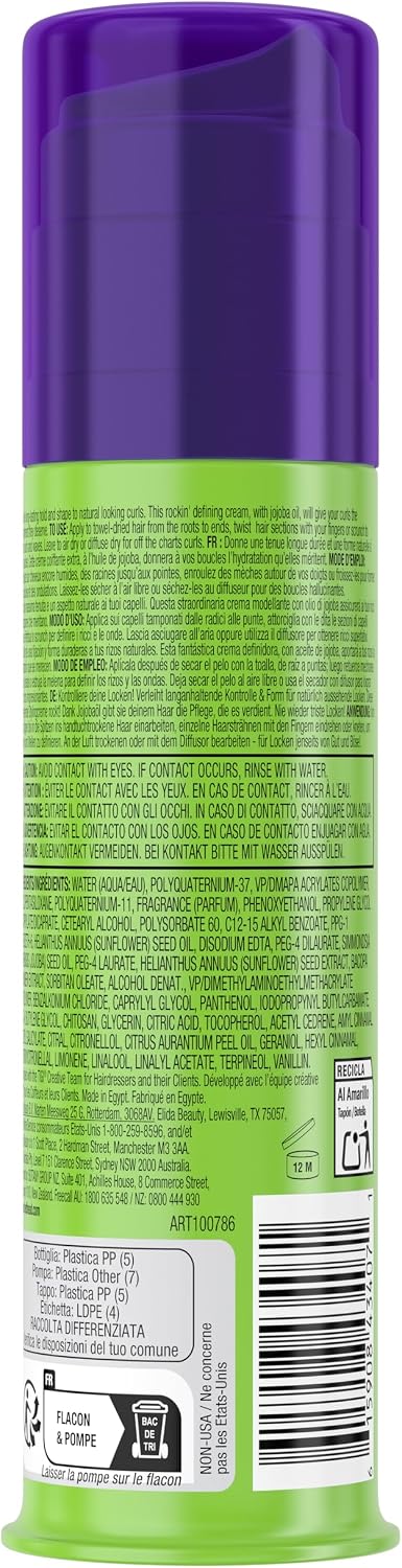 HotTIGI Bed Head Curls Rock Amplifier Curl Cream for Definition and Enhancement of All Curly Hair Types, 3.38 fl oz