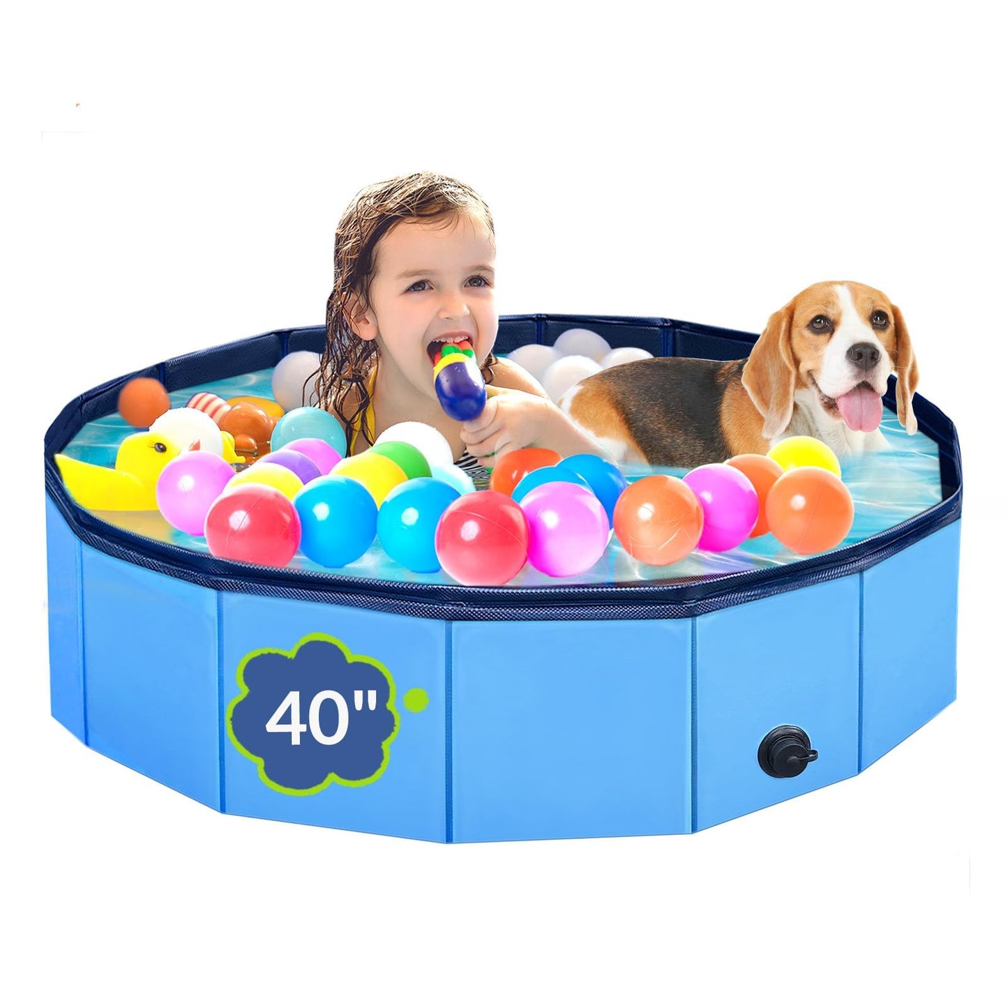 HotDog Pool, Foldable Pet Swimming Pool with 6mm High-Strength PP Board, Hard Plastic Collapsible Doggy Pools for Small Dogs Kitty Duck,Non-Slip Doggie Bathtub Quick to Set Up and Drainage Hole(32x8in)