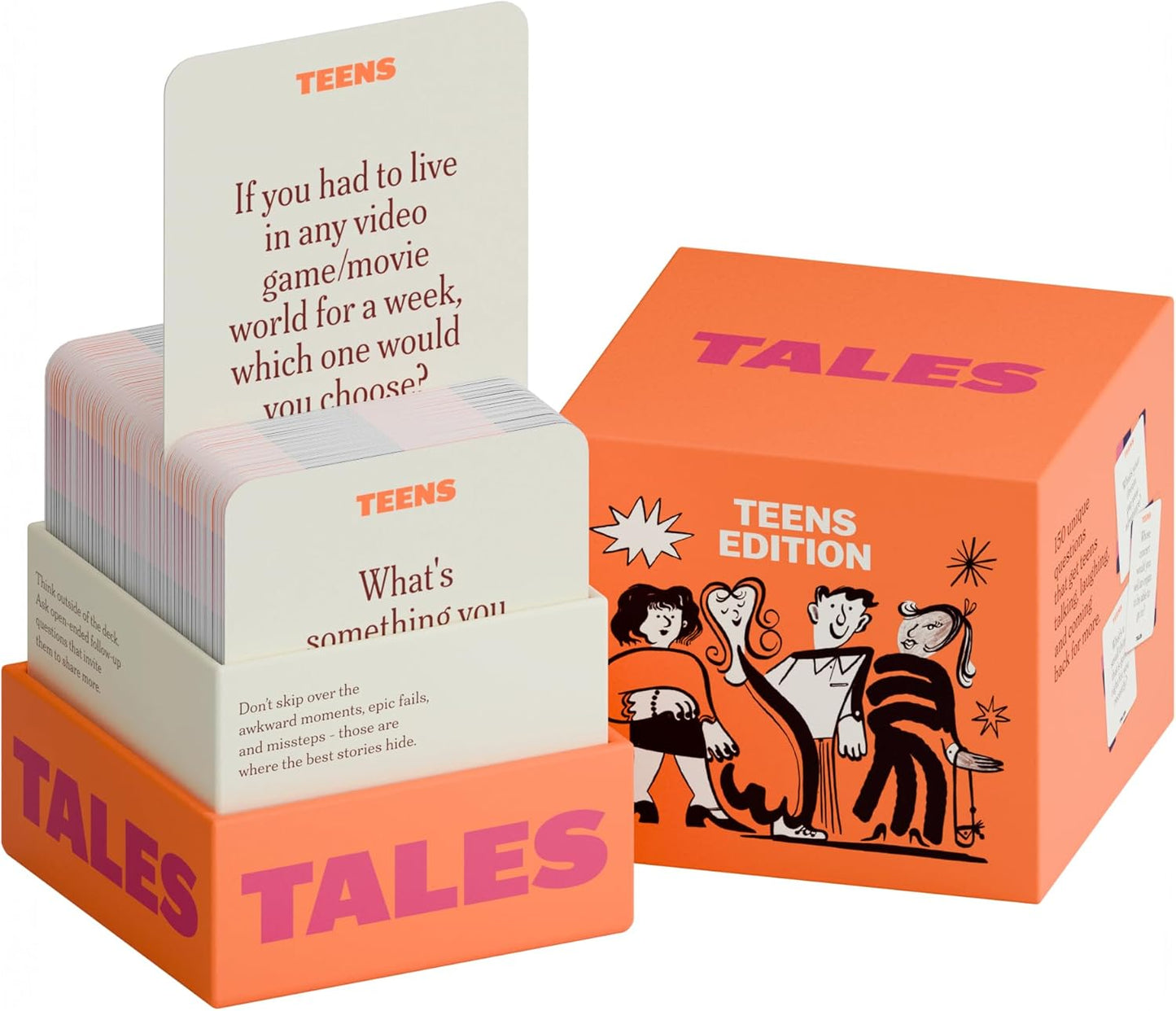 Hot TALES 150 Conversation Cards, Perfect for Dinners, Road Trips, Classrooms & Game Nights, Gifts & Gatherings, Conversation Starters to Spark Creativity