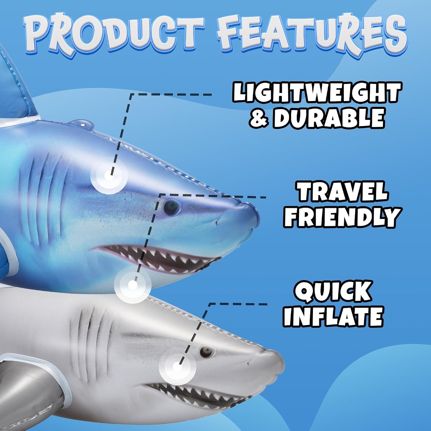 Hot Inflatable Shark Birthday Party Decorations & Pool Toys - 4 Pack (2 Grey, 2 Blue) Large 23-Inch Blow-Up Shark Float Party Supplies for Kids or Adults Birthday, Beach, Summer Games & Party Favor Gifts