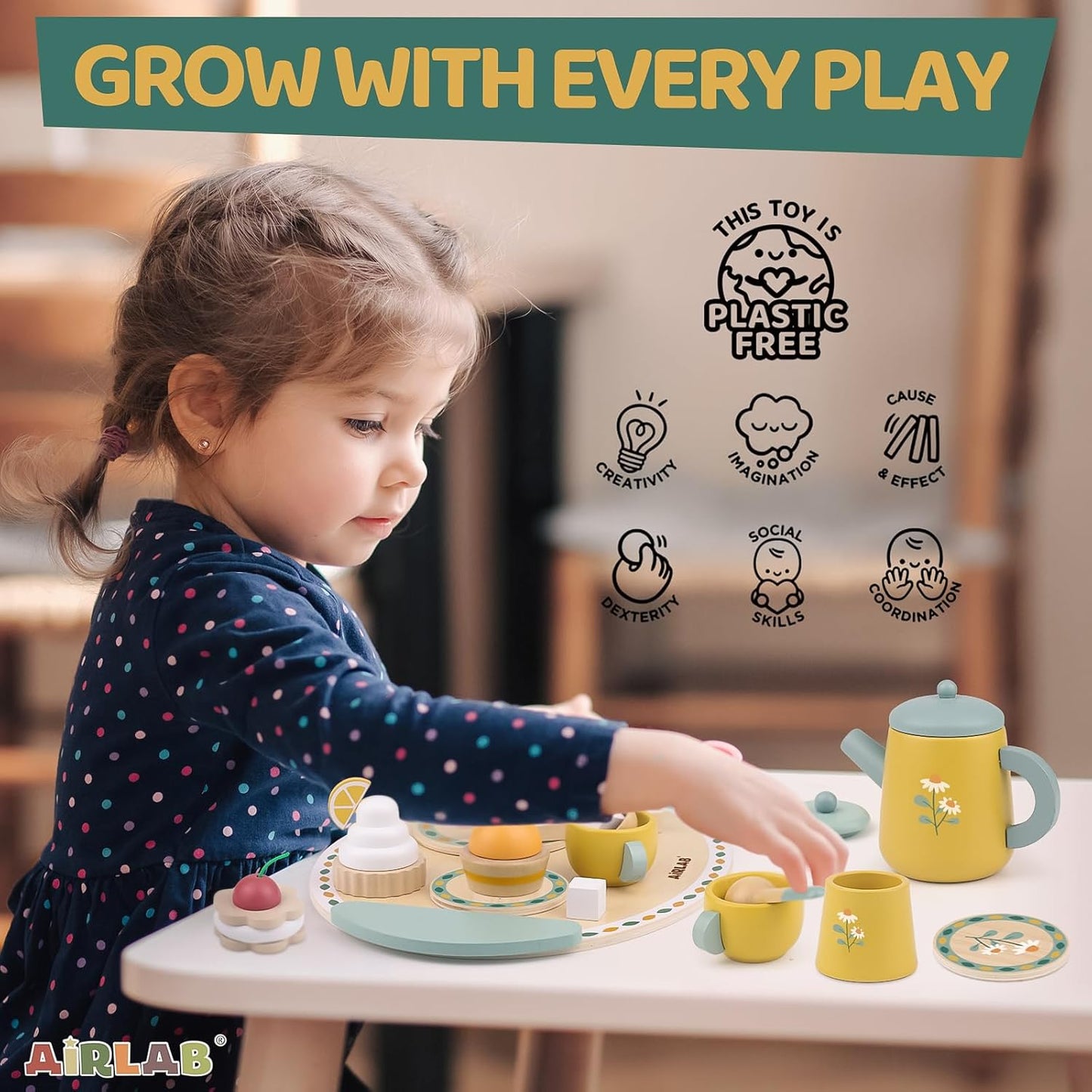 HotTea Sets for Toddlers 3-5 Girl Birthday Gift 3 Year Old Princess Party | Wooden Play Food Toy Sets for Kids Kitchen Accessories Age 3 4 5 6 Wood Educational Toys