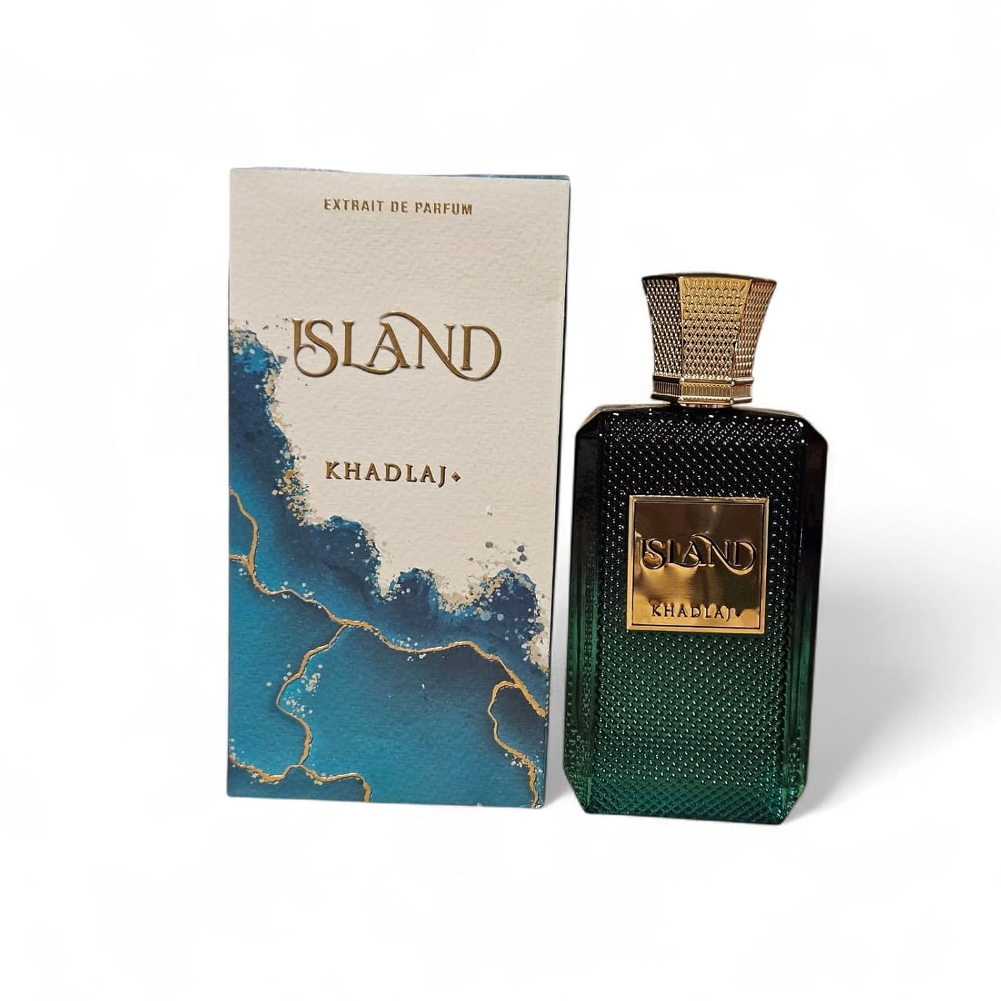 Hot KHADLAJ Island Extrait De Parfum, Luxury Fragrance in Emerald Green Glass Bottle with Gold Cap, Premium Middle Eastern Perfume