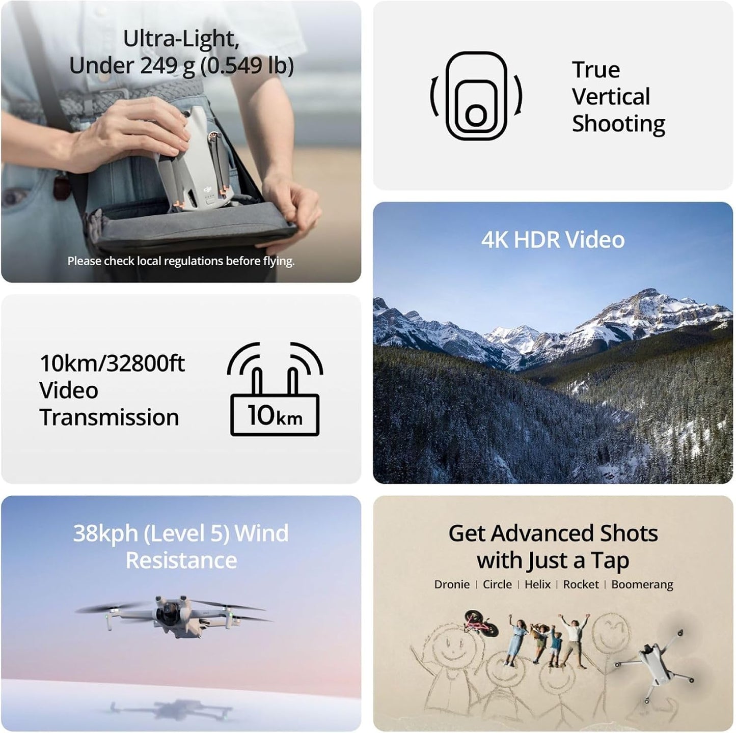 HotDJI Mini 3 With DJI RC, 3-Axis Mechanical Gimbal Mini Camera Drone | 4K HDR Video, 38-Min Flight Time, up to 32800ft (10km) Video Transmission, Vertical Shooting, GPS Auto Return