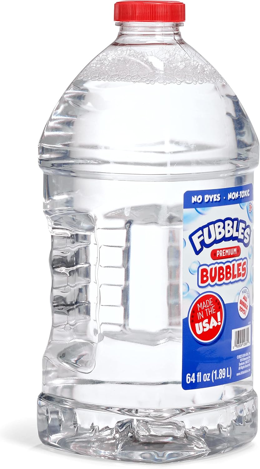 HotLittle Kids Bubbles by Fubbles | Made in The USA | 64oz Non Toxic Bubble Solution | Refill Solution for Bubble Machines and Bubble Toys