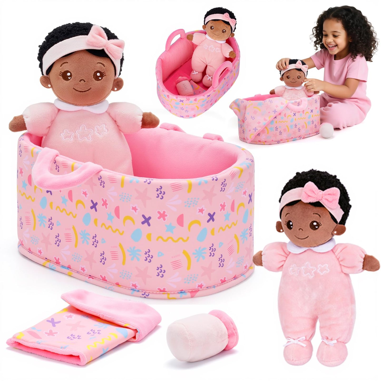 Hot OUOZZZ Soft Plush Baby Doll 10" Tulip Pink Snuggle Buddy | First Birthday Toys for 1 Year Old Girl, Ideal 1 Year Old Girl Gifts & Baby Girl Gifts, Cuddly Toy for Infants & Toddlers