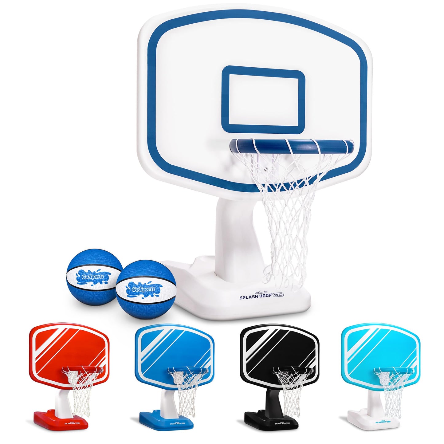 HotGoSports Splash Hoop PRO Pool Basketball Game – Modern Poolside Basketball Hoop with Backboard, Ball & Pump – Swimming Pool Basketball Hoop for Inground & Above Ground Pools