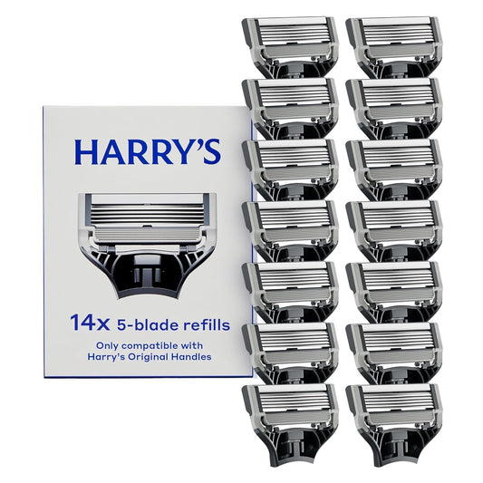 HotHarry's Original Razor Blades for Men - 14 Count - Premium Razor Blade Refill Cartridges - German Engineered