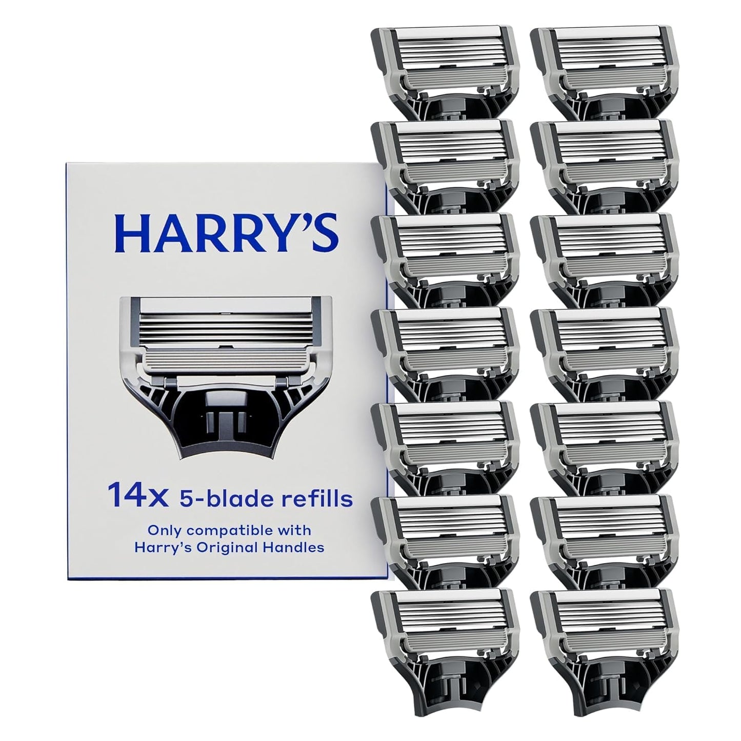 HotHarry's Original Razor Blades for Men - 14 Count - Premium Razor Blade Refill Cartridges - German Engineered