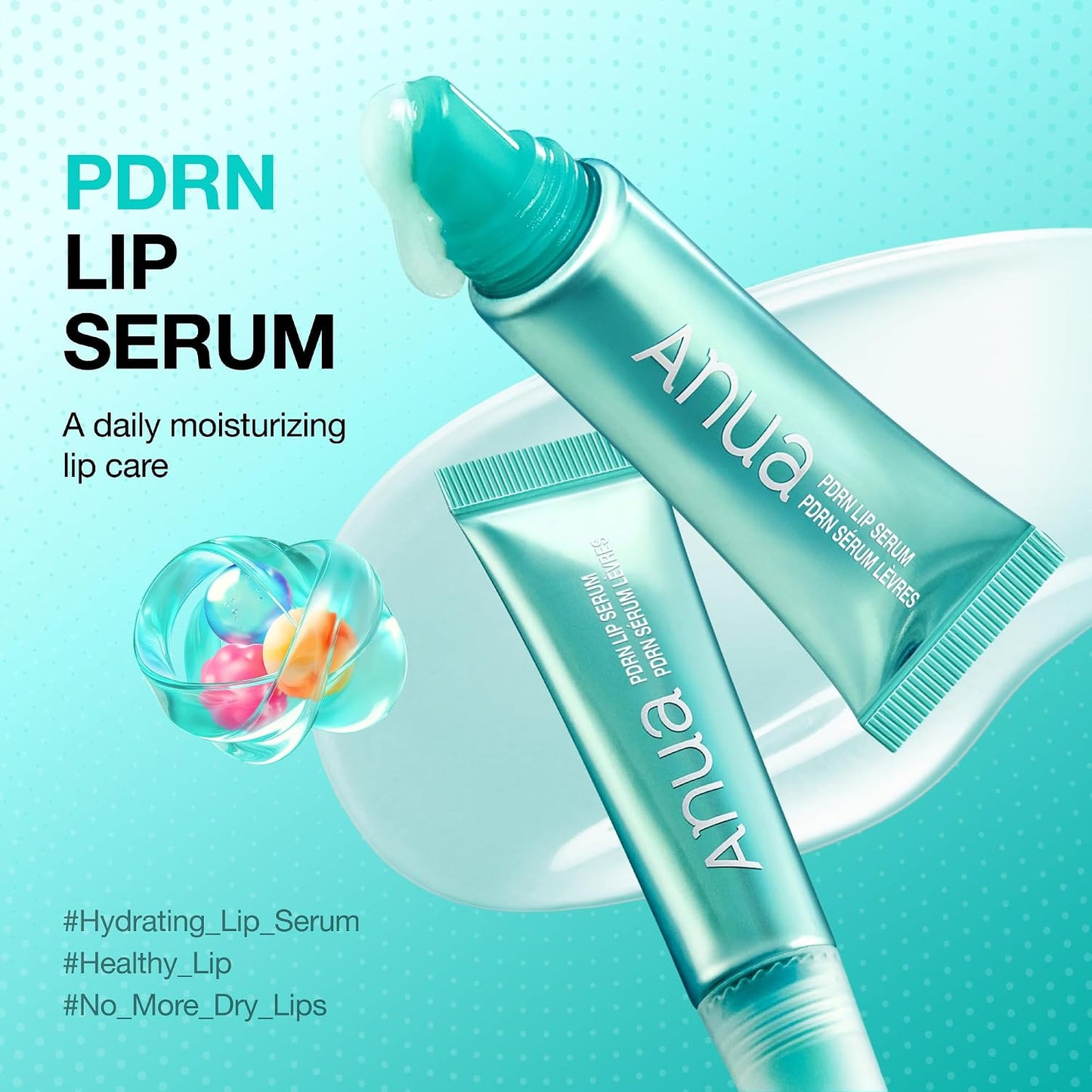 HotAnua PDRN Lip Serum, Long-lasting Hydration for Dry, Cracked Lips, Non-Sticky Moisturizing Lip Care with Salmon DNA, Hyaluronic Acid & Collagen, Korean Skincare, 0.33 fl.oz