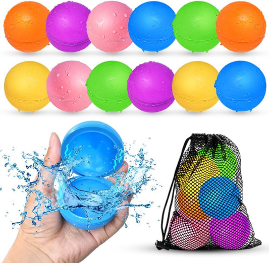 Hot12Pcs Reusable Water Balloons, Pool Beach water Toys for Boys and Girls, Outdoor Summer Toys for Kids Ages 3-12