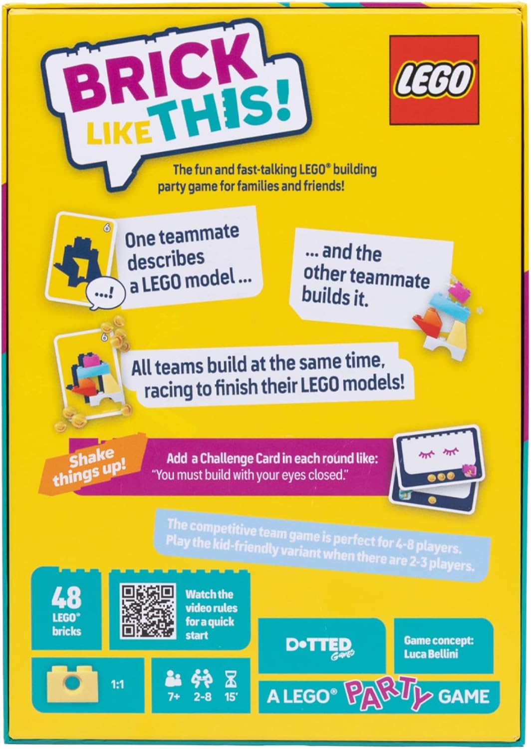 HotAsmodee Brick Like This! The Official Lego Party Game - A Fast, Fun Building Game for Families, Kids, Teens & Adults, Ages 7+, 2-8 Players, 15 Minute Playtime