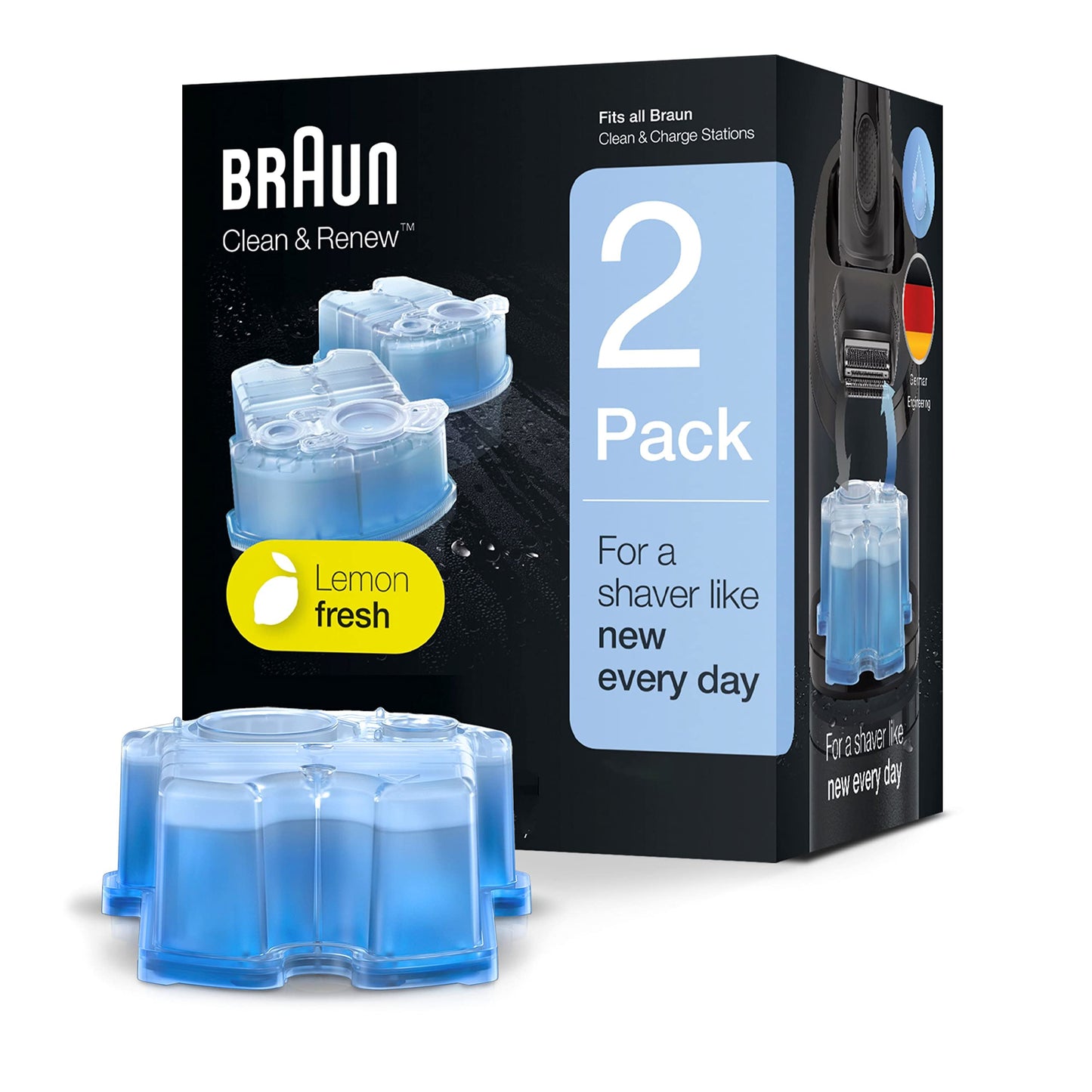 HotBraun Clean & Renew Refill Cartridges CCR, Replacement Shaver Cleaner Liquid Solution for Clean&Charge System, Pack of 4