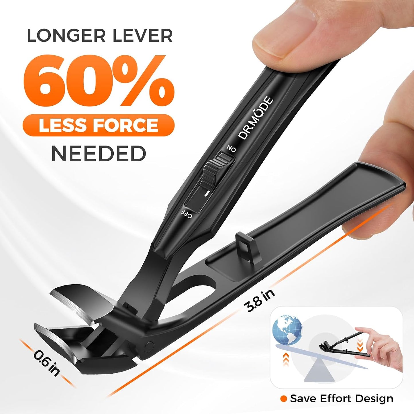 HotToenail Clippers for Seniors Thick Toenails, Upgrade Angled Head Large Toe Nail Clippers for Men with Wide Jaw Opening, Sharp Heavy Duty Fingernail Clipper Cutter with Catcher Long Handle -Black