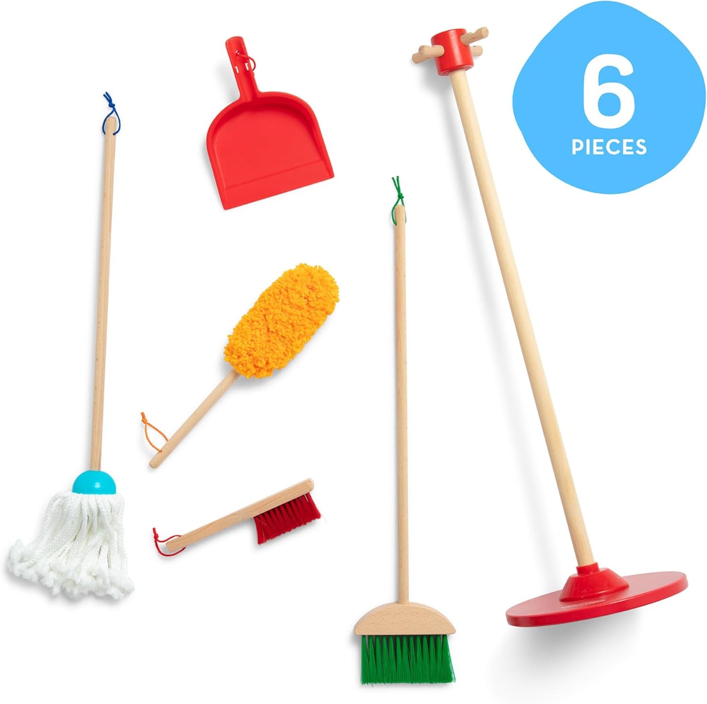 HotMelissa & Doug Dust Sweep Mop, 6-Pc. Toddler Cleaning Set with Kids Broom & Accessories, Preschool Learning Activities & Kids Toys for Girls & Boys 3+