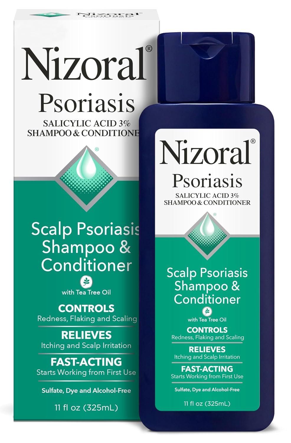 HotNizoral Psoriasis Shampoo & Conditioner, 11 Oz, Gentle Scalp Treatment, Relieves Itching and Flaking, Redness and Scaling Effective Scalp Psoriasis Shampoo with Salicylic Acid and Tea Tree Oil