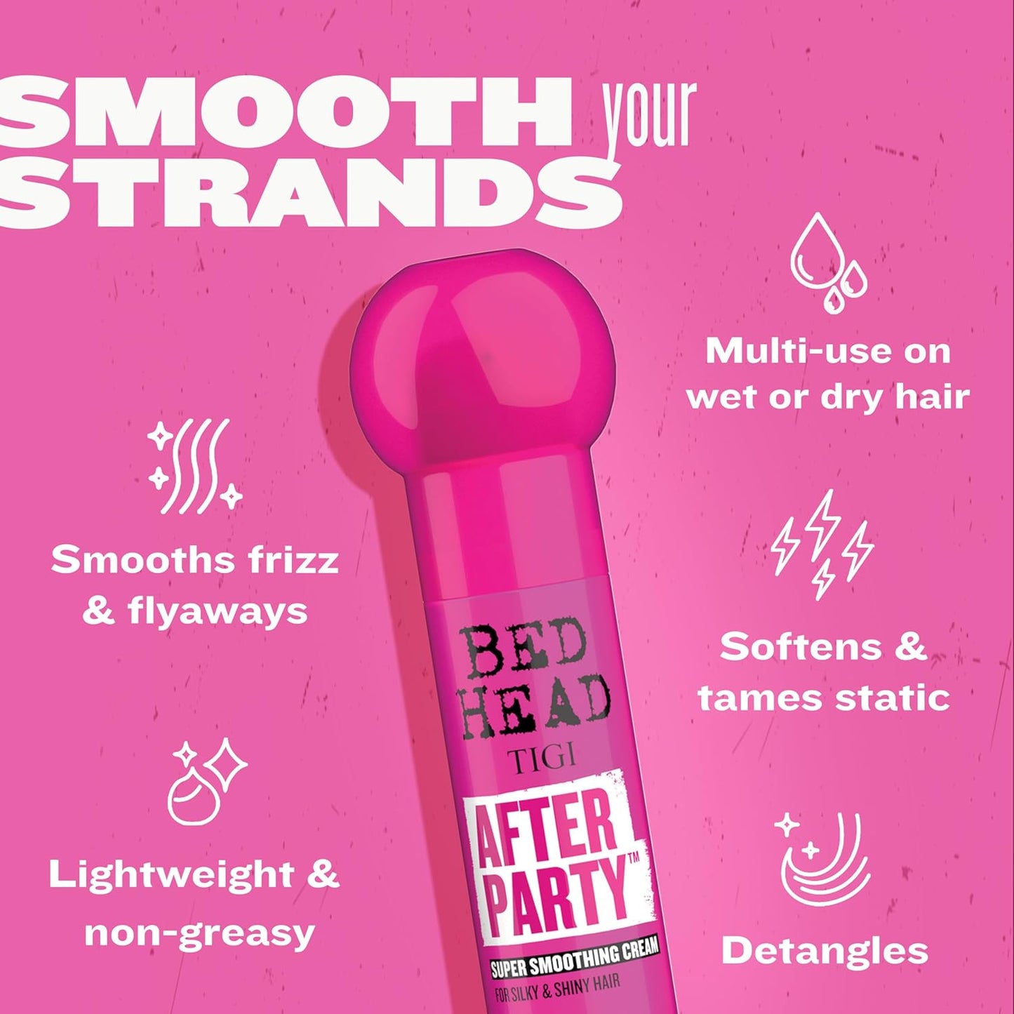 HotTIGI Bed Head After Party Super Smoothing Cream – Anti Frizz Hair Styling Product, Humidity Protection for Frizzy, Dull, or Coarse Hair, 3.38 fl oz