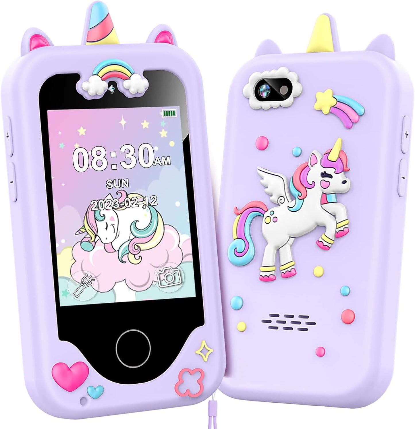 Hot Kids Smart Phone for Girls, Christmas Birthday Gifts for Girls Age 3-10 Kids Toys Cell Phone, 2.8" Touchscreen Toddler Learning Play Toy Phone with Dual Camera, Game, Music Player, 8GB Card Purple