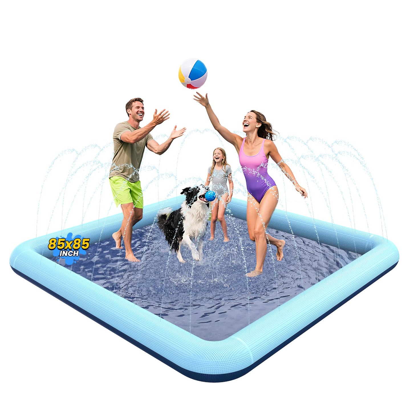 HotVISTOP 67" Non-Slip Splash Pad for Kids and Dogs, Thickened Sprinkler Pool for Toddlers, Outdoor Backyard Water Toys, Fun Fountain Play Mat for Babies, Children & Pets Blue
