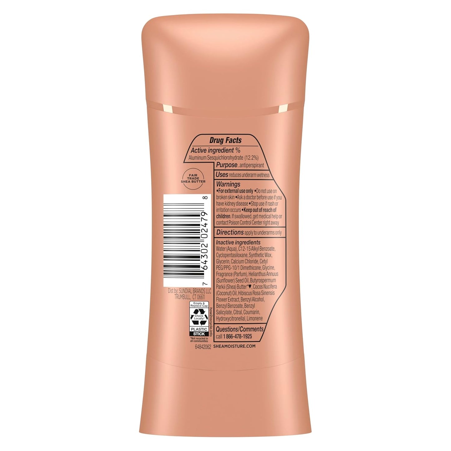 HotSheaMoisture Antiperspirant Deodorant Stick Fresh Coconut & Hibiscus 2 Count for 48HR Sweat & Odor Protection with No Parabens & No Mineral Oil 2.6 oz