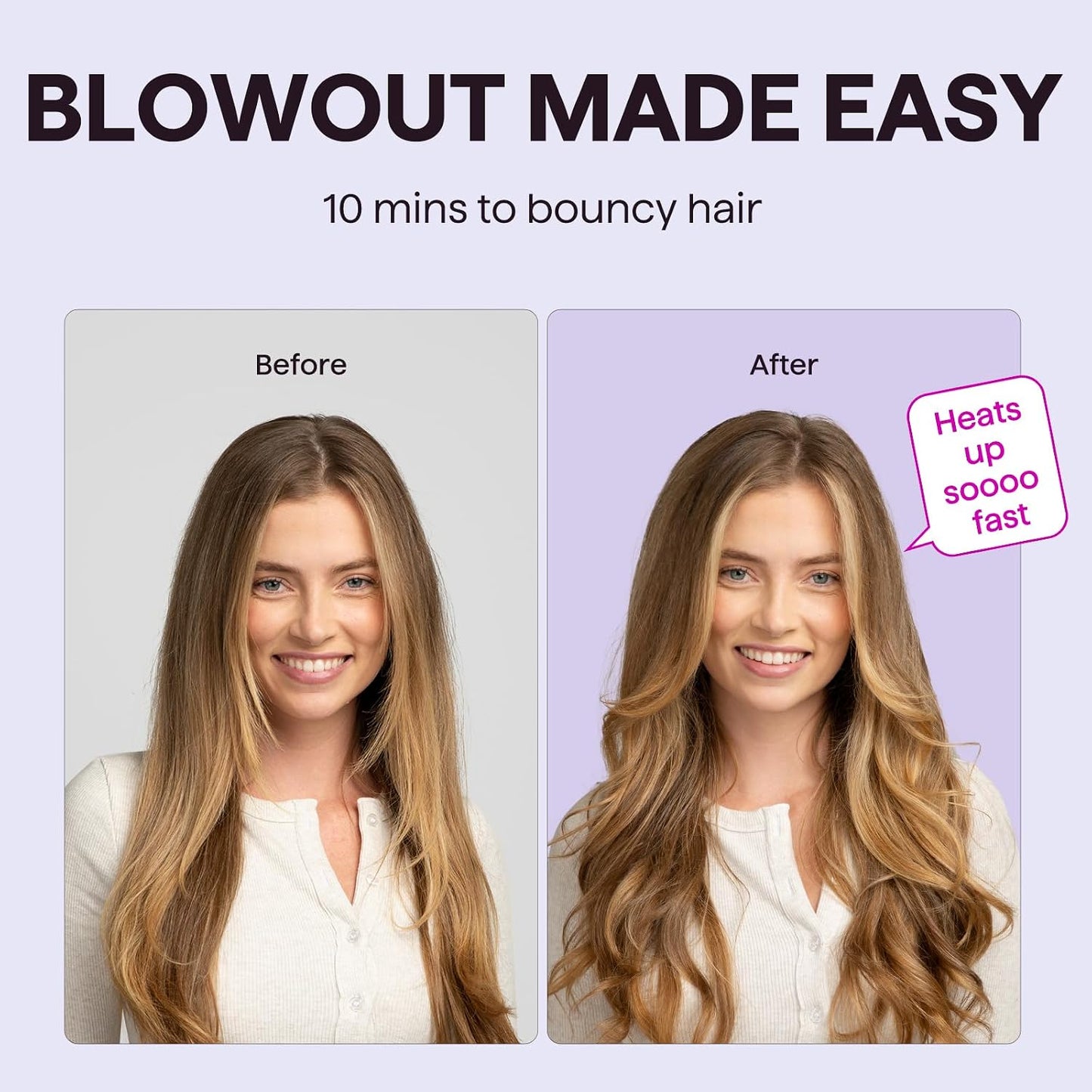HotWavytalk Thermal Brush Blowout Boost 1.5″ Heat Round Brush for Blowout Look | Negative Ion Technology, Tourmaline Ceramic, 5 Temperature Settings Dual Voltage, Less Damage, Sakura Pink