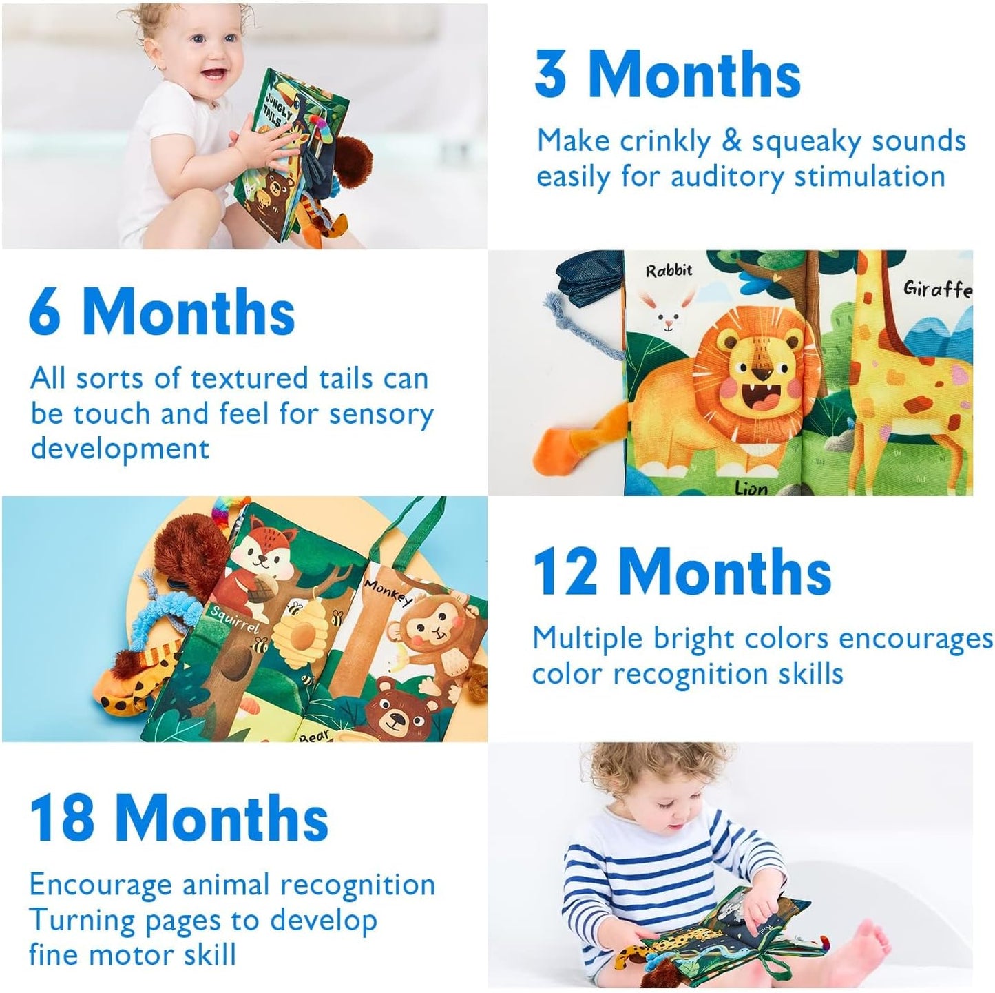 Hothahaland Baby Books 0-6 Months,Infant Tummy Time Toy Sensory Toys | 6 to 12 Months Touch Feel Book Travel Toy Gifts for Boy Girl 0-3 Month Baby Shower Birthday Easter Basket Stuffers 1PCS