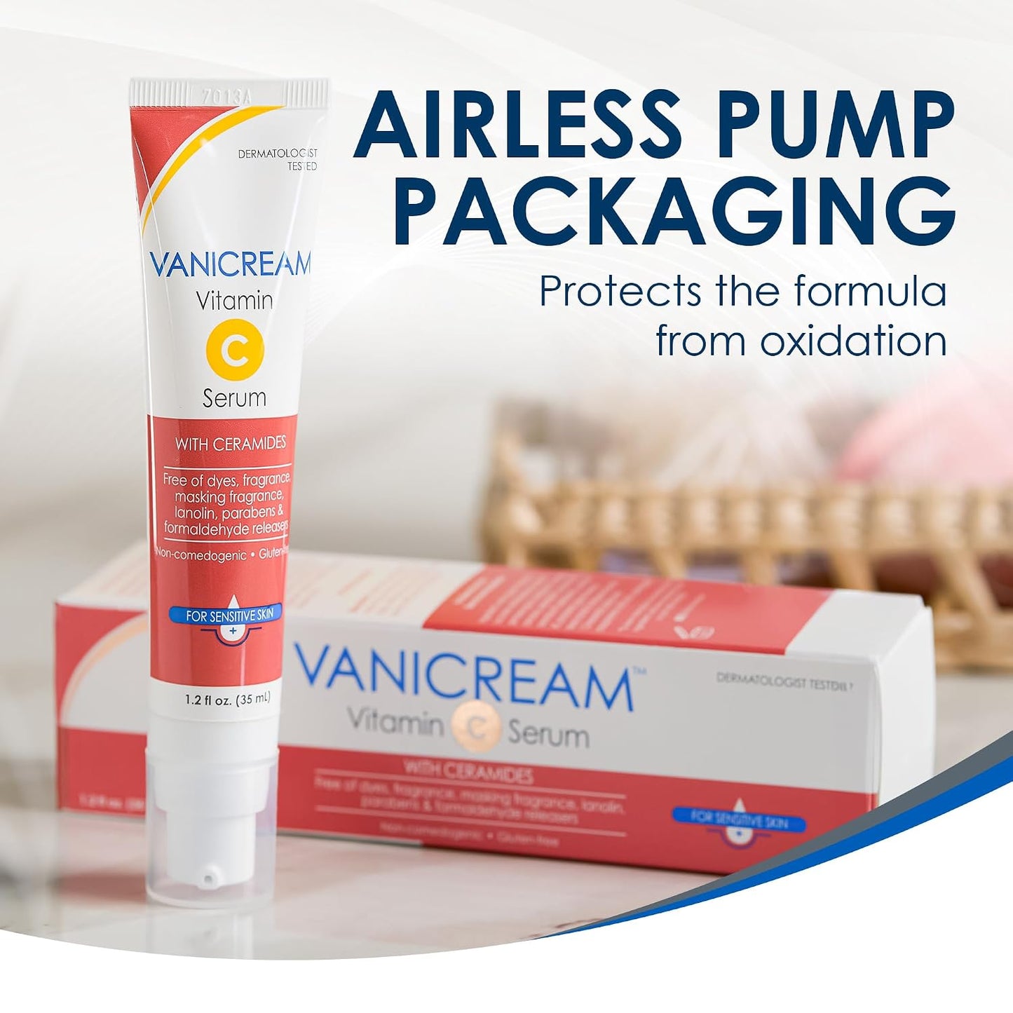 HotVanicream Vitamin C Serum, 1.2 Fl Oz, Formulated without Common Irritants for Sensitive Skin, Milky and Lightweight, Boosts Glow, Dermatologist-Tested
