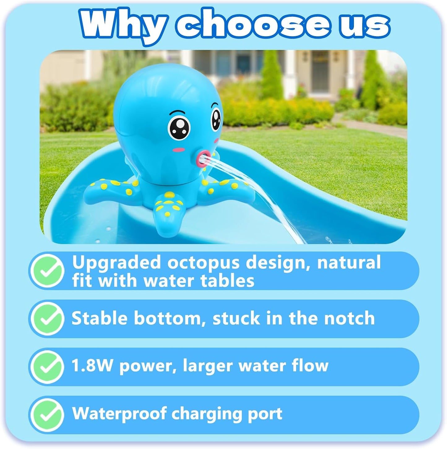 Hot Intoypad Water Table Pump, Octopus Battery Powered Water Pump for Water Table 3 Hours Non-Stop Fun Summer Outdoor Water Toys Outside Water Play Table Accessories for Toddlers Kids (Blue)