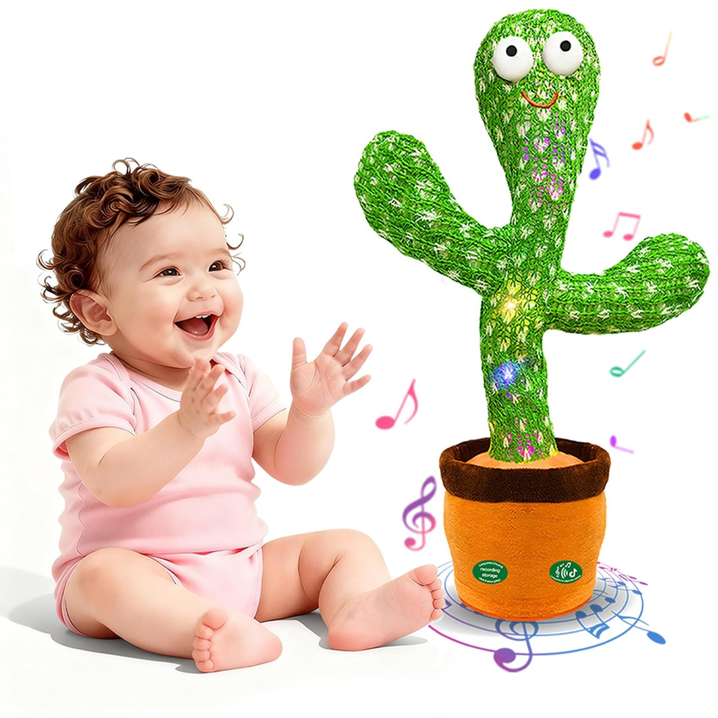 HotHunfur Interactive Baby Toys Dancing Talking Cactus Toy,Funny Gift for Infant, Singing Record Repeat What You Say Light Up Toy for Toddler Boy Girl (Volume Adjustment)