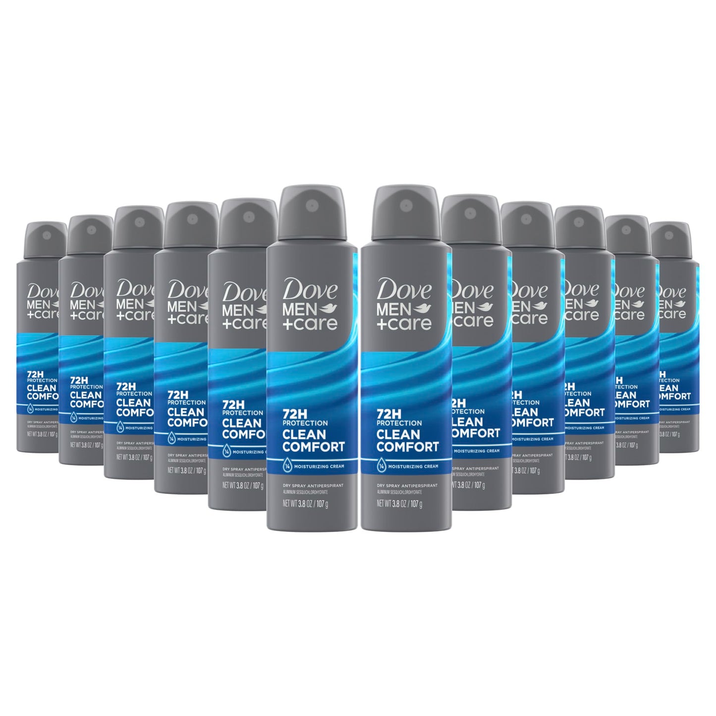 HotDove Men+Care Antiperspirant Deodorant Dry Spray Clean Comfort For Men 72-hour Sweat and Odor Protection with Triple Defense Technology, 3.8 Ounce (Pack of 3)