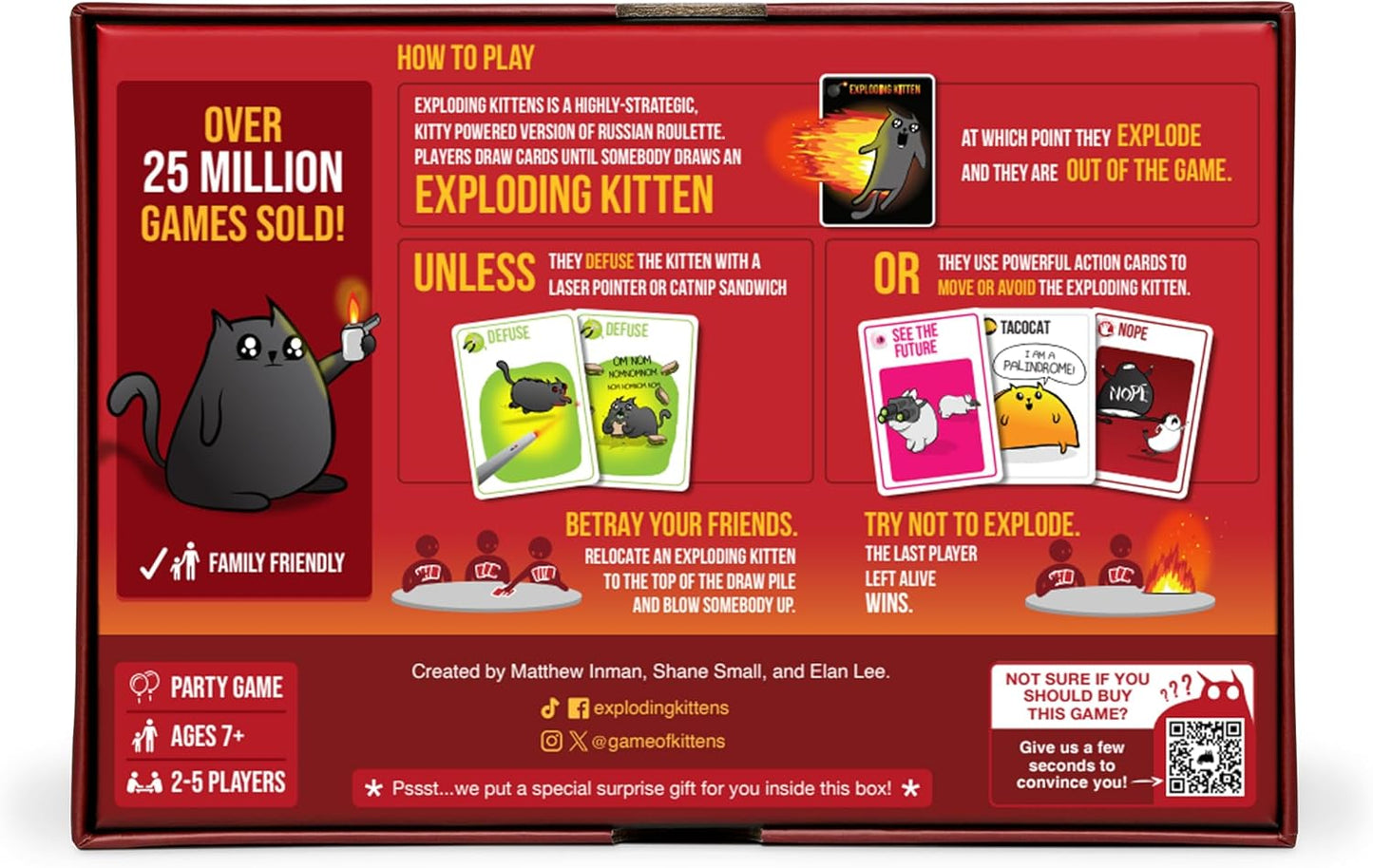HotExploding Kittens Original Edition: 2-5 Players - Ages 7+ Family Card Game | Draw cards, betray your friends, and try not to explode! Great for family game nights, parties, travel, quick 15-minute play.