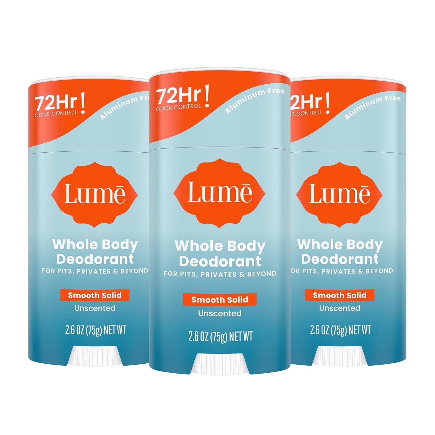 HotLume Whole Body Deodorant - Smooth Solid Stick - 72 Hour Odor Control - Aluminum Free, Baking Soda Free and Skin Safe - 2.6 Ounce (Pack of 2) (Soft Powder)