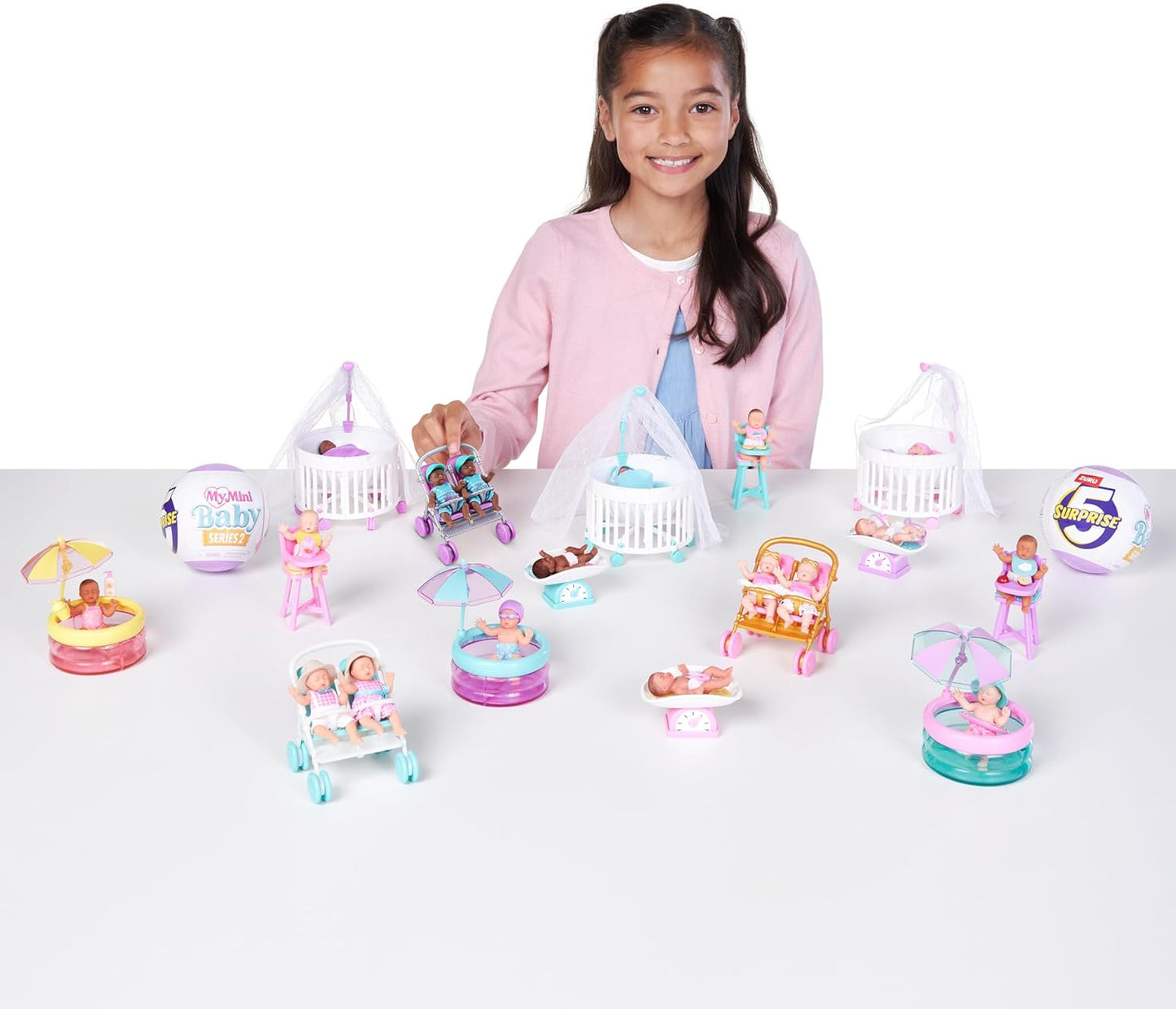 Hot5 Surprise My Mini Baby Series 2 By ZURU, Collectible Mystery Capsule, Toy for Girls, Realistic Miniature Baby, Playset and Accessories (2 Capsules)