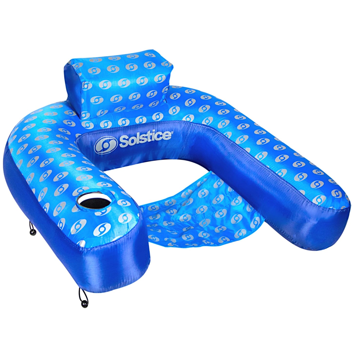 HotSWIMLINE Original Fabric Covered Inflatable Pool Lounger | with Comfortable Sling Seat, Back Rest, and Built in Cup Holder | for Pool, Beach, Lake, and More