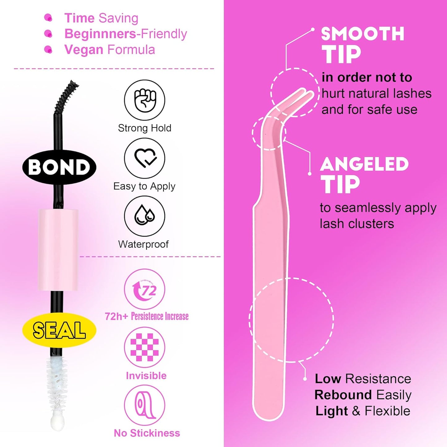 HotPawotence Lash Extension Kit DIY 280pcs Lash Clusters Eyelash Extension Kit, 9-16mm 30D 40D Individual Lashes Kit with Lash Bond and Seal, Lash Tweezers for Self Use (30D&40D, 0.07D, 9-16mm, Kit)