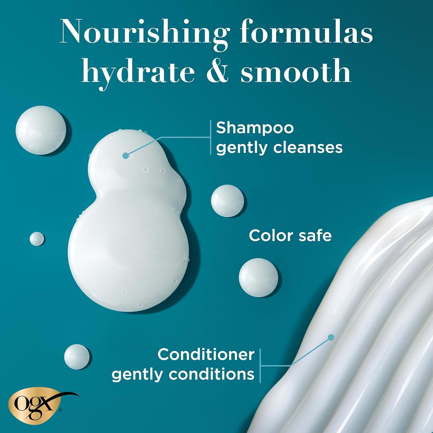 HotOGX Nourishing + Coconut Milk Sulfate Free Shampoo and Conditioner Set, Hydrates & Softens Hair, Lipi Pro Shield Technology, Creamy Coconut Milk White Peach & Shea Butter Scent, 2 Items, 2 x 13 fl oz