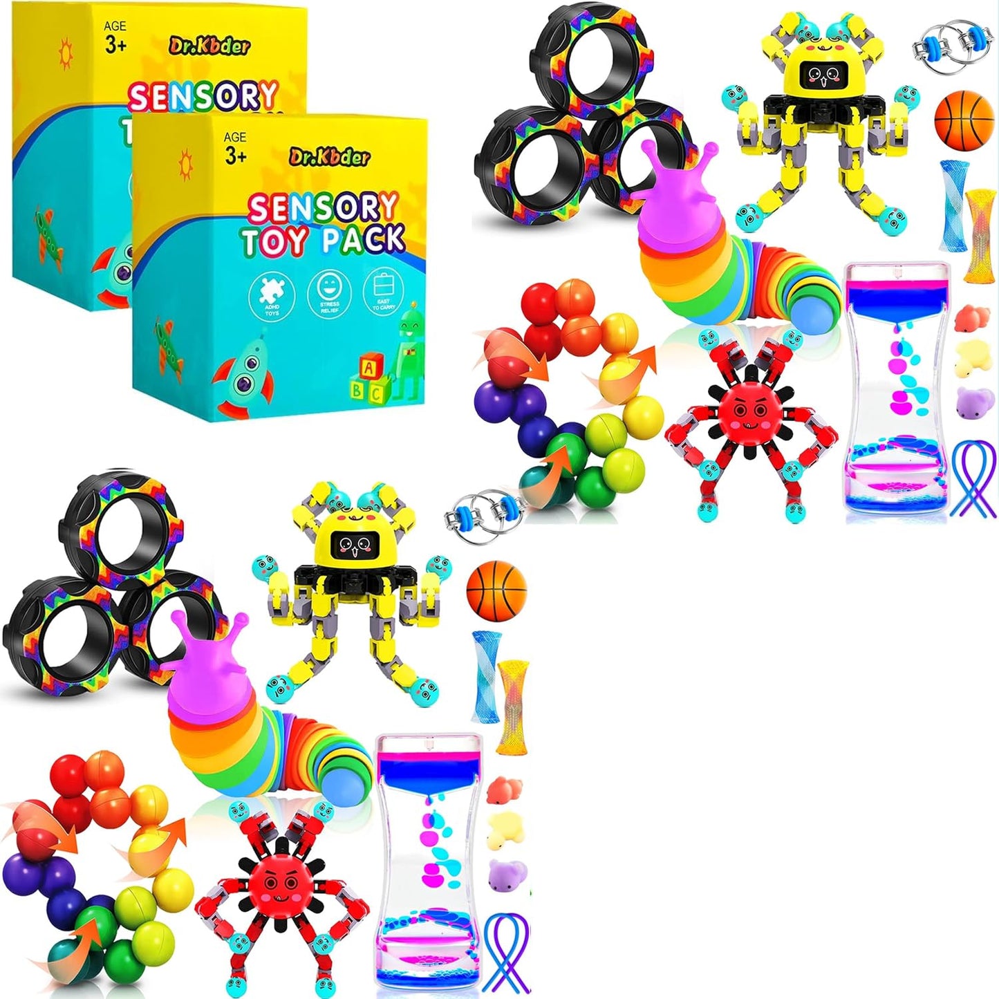 Hot15Pack Fidget Toys Bulk for Adult Kids Age 5-7, 8-12, Sensory Autism Travel Must Have ADHD Autistic Figette Classroom Treasure Prize Box School Must Have Stress Anxiety Easter Basket Stuffers Gifts