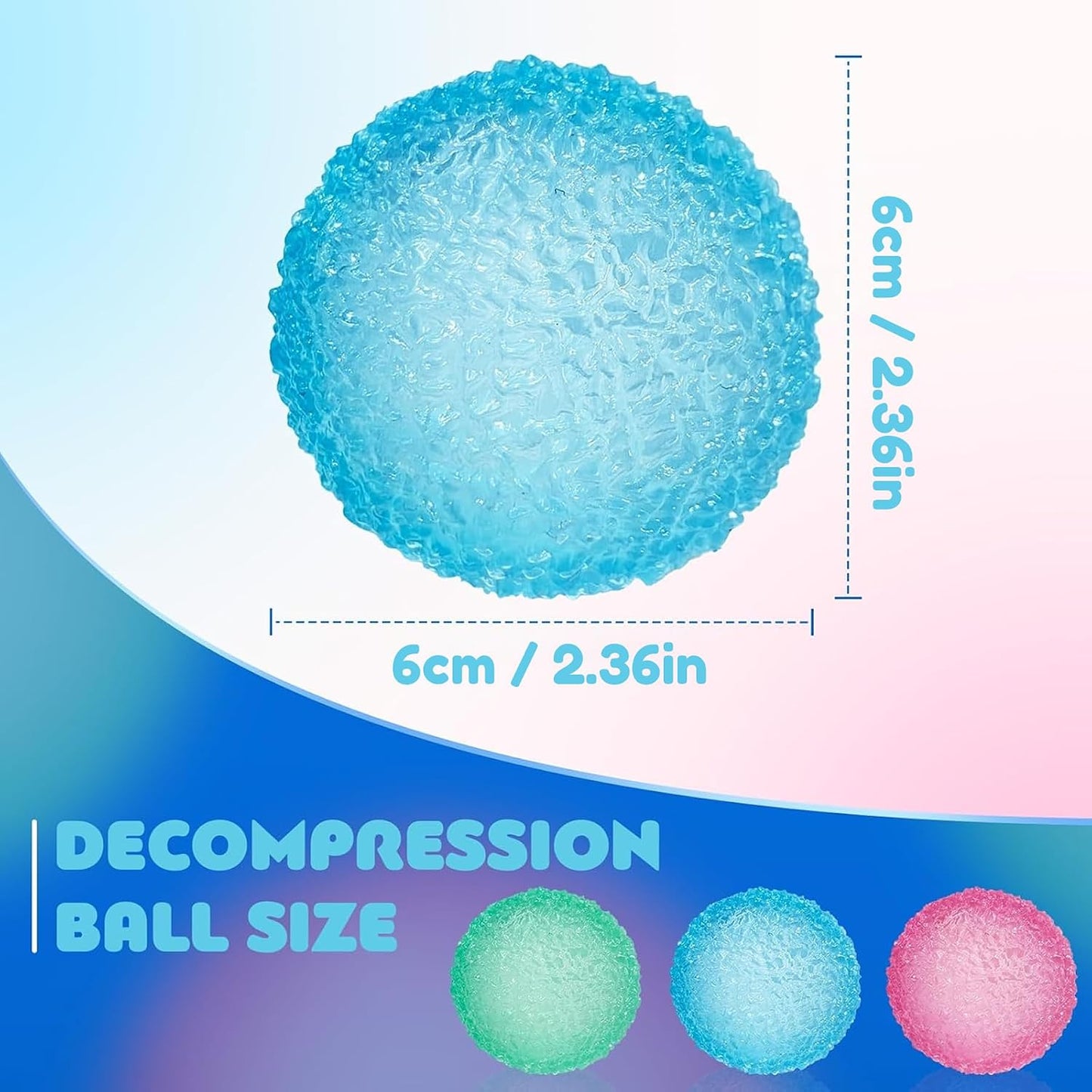 Hot3pc Big Stress Balls for Adults, Squishy Ball Sensory Textured Memory Gel Fidget Toys for Kids/Adults Hand Exercises, Valentines Day Party Favors Anxiety Relief Squeeze Ball(2.36“)