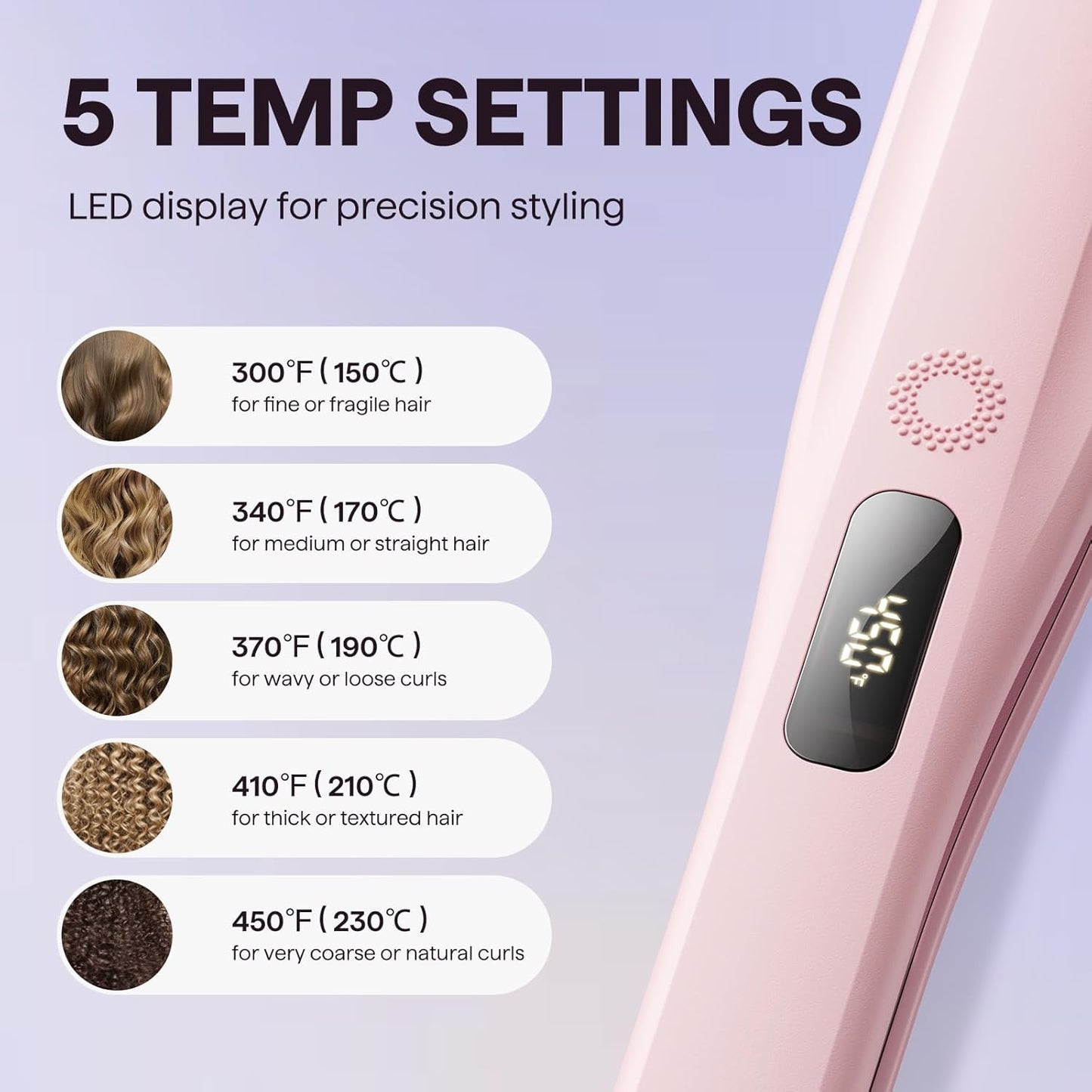 HotWavytalk Steam Hair Straightener 1.38'' with Detachable Comb for Silk Press | Steam Reduces Damage, Nourishes Hair & Expedites Straightening, Anti-humidity, Frizz Control, Nano Titanium Flat Iron, Pink