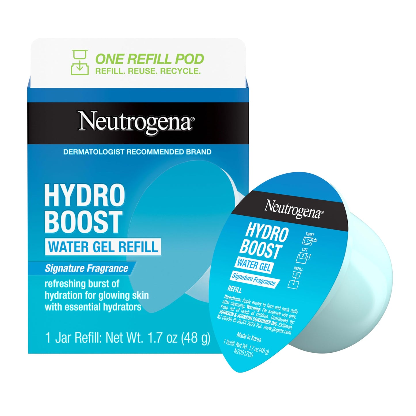 HotNeutrogena Hydro Boost Water Gel Face Moisturizer Starter Kit, includes Refillable Jar + Refill Pod, with Hyaluronic Acid for a Burst of Hydration & Dewy Skin, 1.7 oz Each