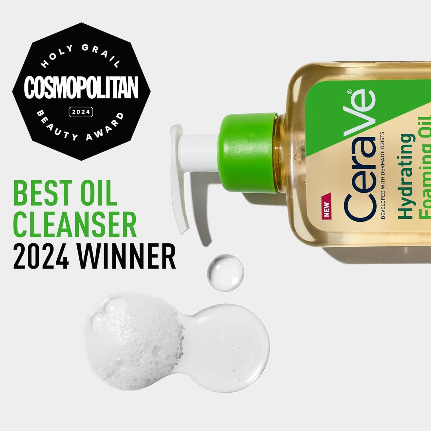HotCeraVe Hydrating Foaming Oil Facial Cleanser with Hyaluronic Acid, 19oz | Face and body wash with squalane oil and ceramides in a fragrance free, residue free formula for dry to very dry skin.