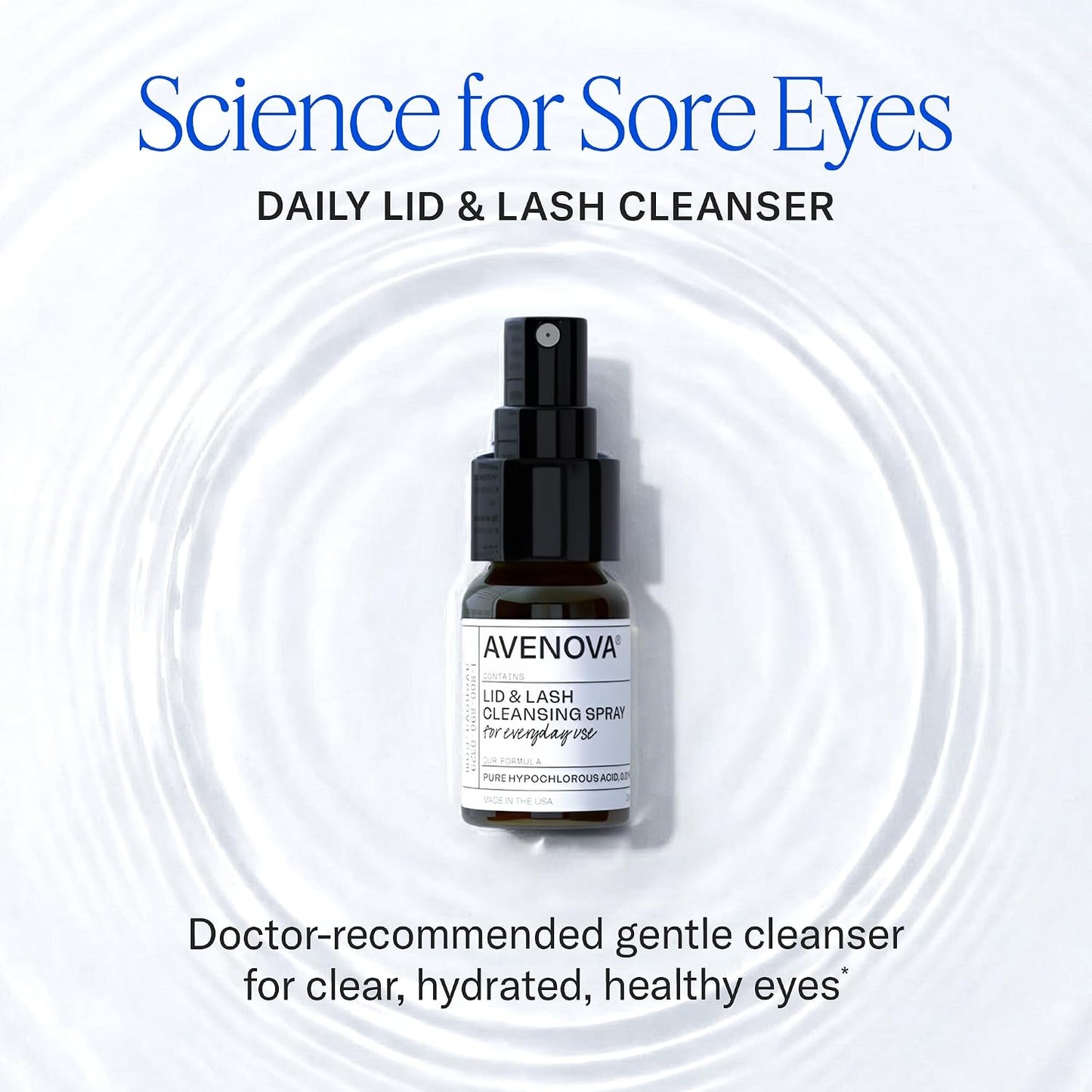 HotAvenova Eyelid Spray Cleanser for Lid & Lash, 20 ml Bottle | Gentle Everyday Pure Hypochlorous Acid Spray for Eye Irritation