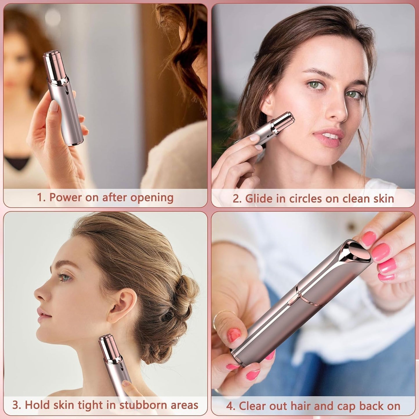 HotRechargeable Facial Hair Removal for Women - as Seen on TV Painless Face Shaver - Electric Hair Remover for Face Lips Peach Fuzz with Light (Blue)