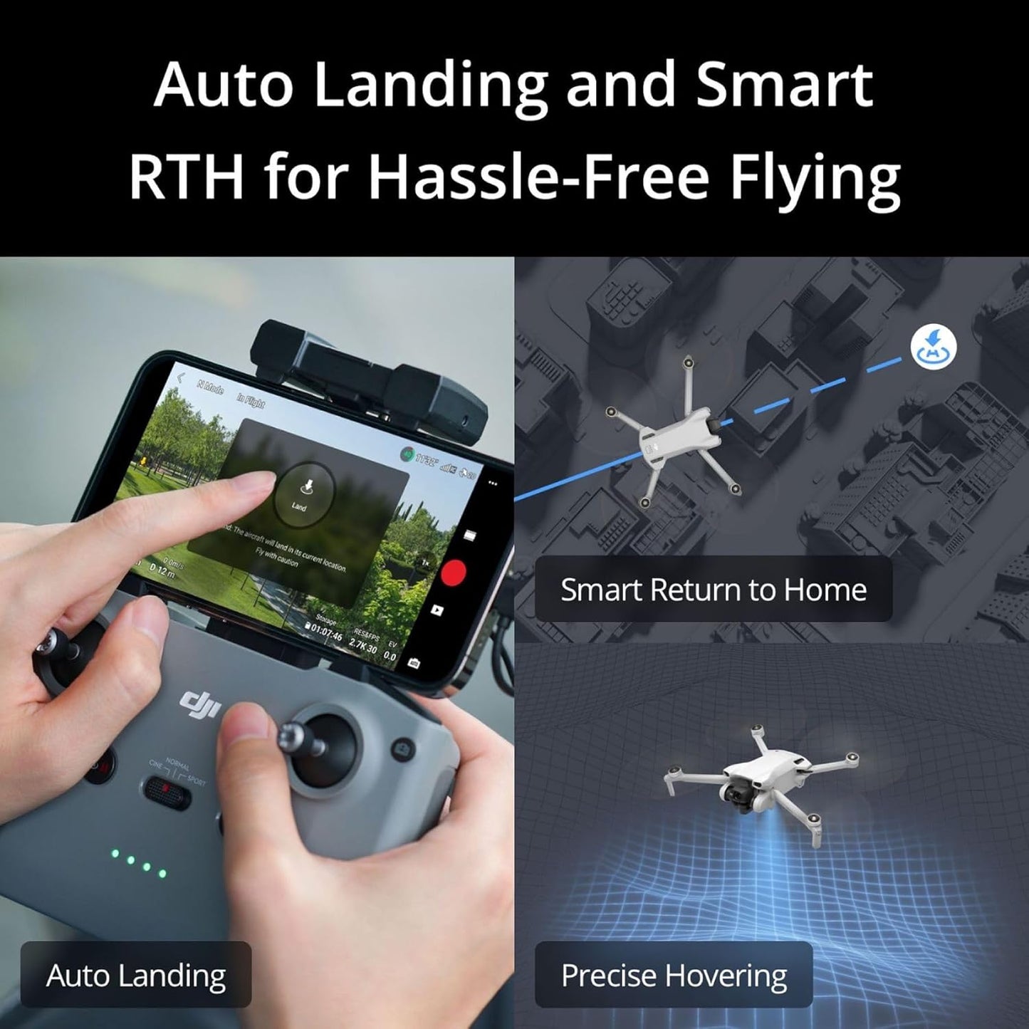 HotDJI Mini 3 With DJI RC, 3-Axis Mechanical Gimbal Mini Camera Drone | 4K HDR Video, 38-Min Flight Time, up to 32800ft (10km) Video Transmission, Vertical Shooting, GPS Auto Return